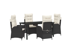 Conjunto de comedor de jardín Vidaxl de 5 piezas con cojines de ratán negro