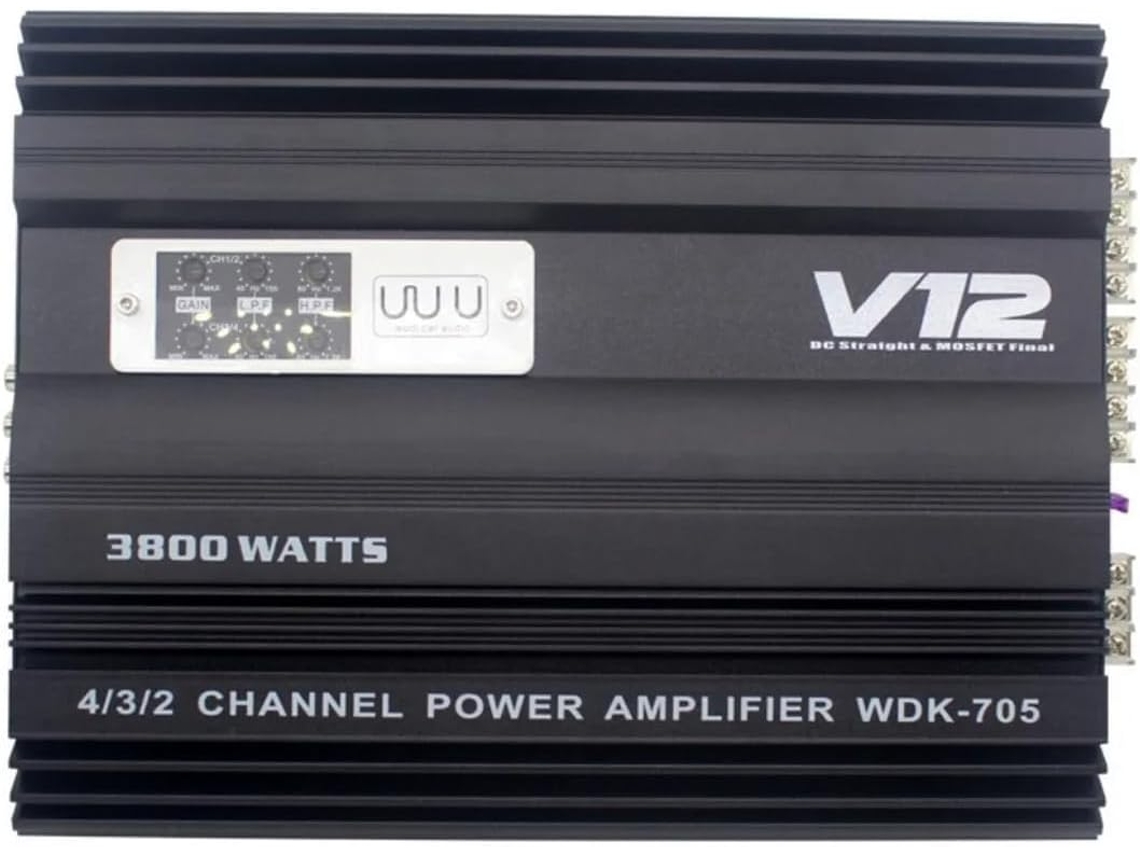 Amplificador De Audio Para Coche De 12 V Y 3800 W Con Doble Salida De Baja Impedancia.