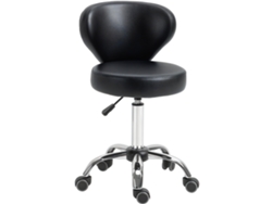 Taburete De Bar Regulable Para Uso En Salones De Belleza, De Piel Sintética Negra, Con Capacidad Para 120 Kg.