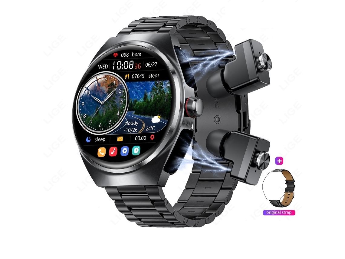 Reloj Inteligente con Auriculares para Iphone Android 1 Pantalla HD Redonda Grande de 53 Pulgadas Realizar/Responder Llamadas YEMAESRE Fitness Tracker
