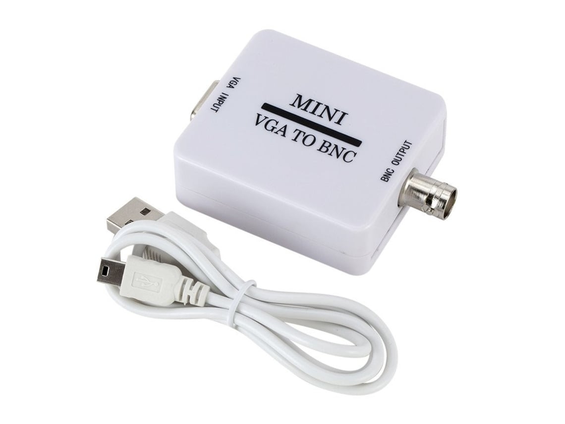 Mini Convertidor Vídeo Hd Vga A Bnc Adaptador Vga Compuesto Bnc Caja Conmutación Digital Monitores Tv Hd Blanco