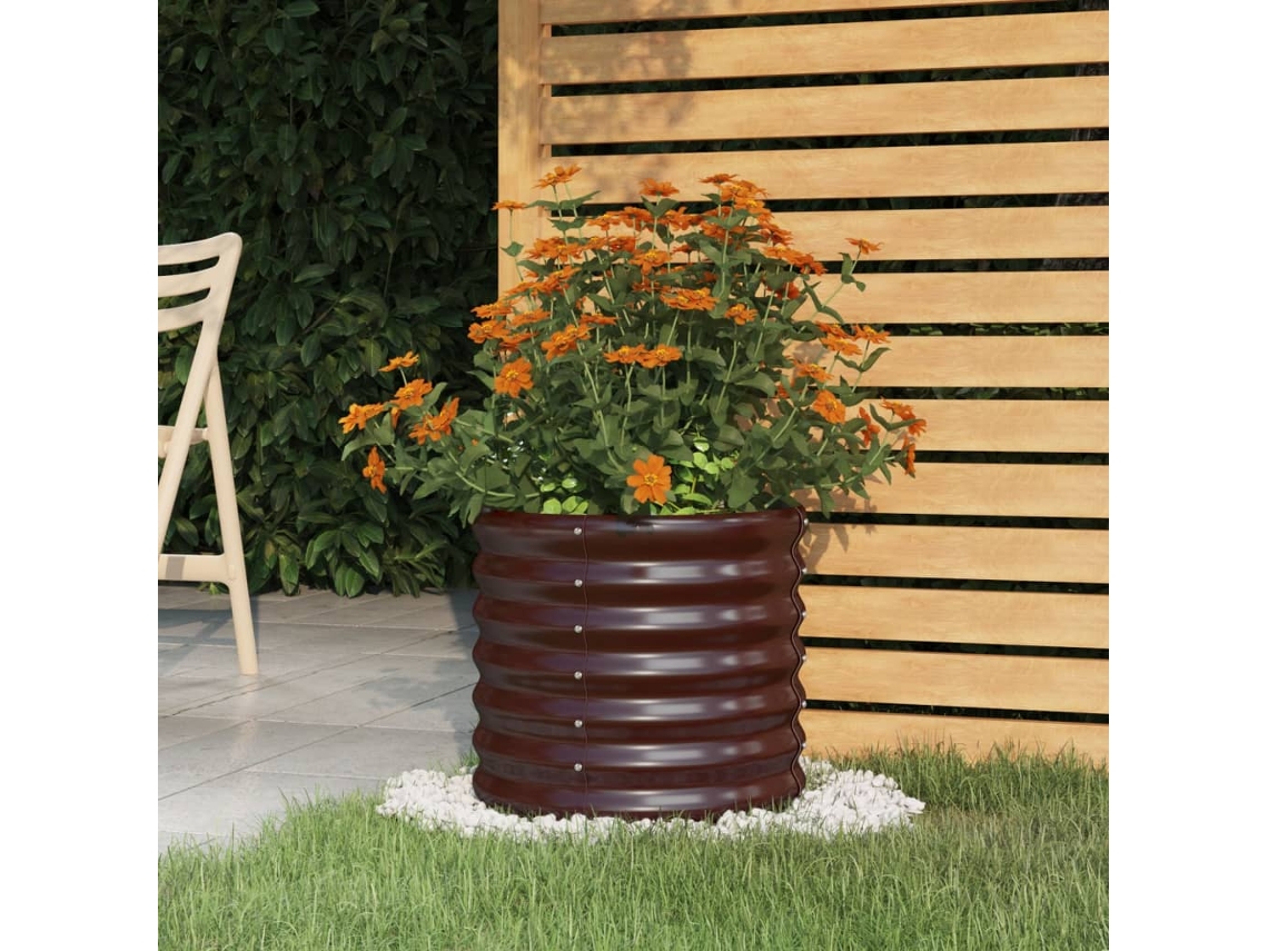 Jarrón/maceta de jardín de acero revestido con polvo, 40 x 40 x 36 cm, marrón, DKD Home Decor
