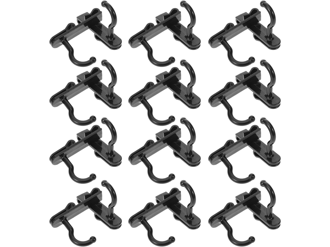 Paquete De 24 Ganchos De Pared De Plástico Negro Prácticos Para Rejillas Metálicas