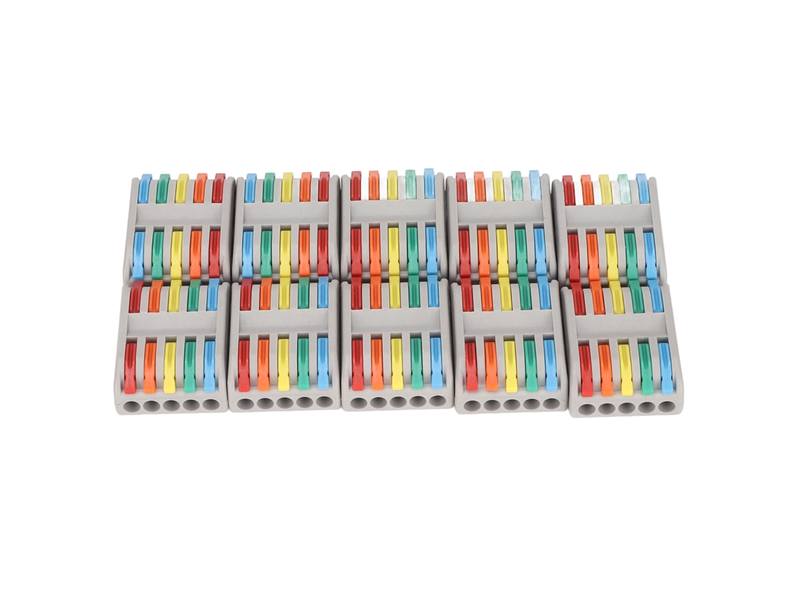 10 Conectores De Palanca Compactos De 10 Orificios, 5 Entradas Y 5 Salidas Para Cables Eléctricos Pct 2-5