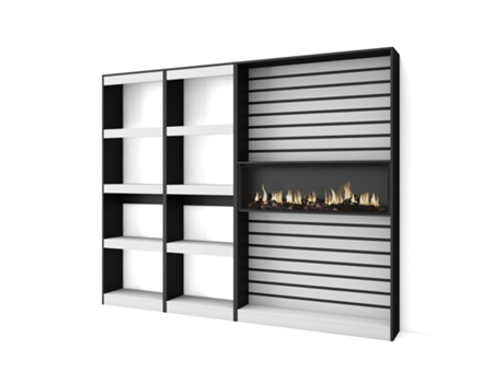 Librería estantería 230x186x25cm Salón Comedor Oficina Chimenea eléctrica Blanco y negro