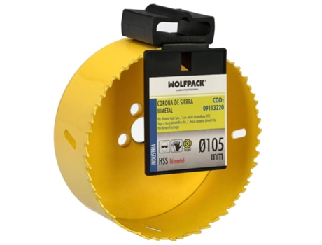 Corona Sierra Bimetal Ø 105 mm Templado Termico. Base Reforzada. Corona Madera. Broca Agujeros Madera. Acero. Hierro. Plasticos WOLFPACK LINEA PROF...