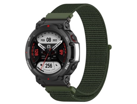 Correa de nailon cierre de bucle transpirable tamaño estándar para Huami Amazfit T-Rex 2 - verde intenso