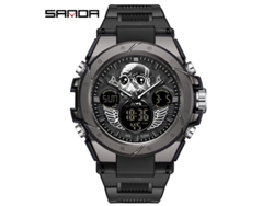 Reloj Electrónico (para Hombre, Totalmente Negro), Reloj Deportivo Impermeable Para Exteriores, Reloj Electrónico Multifuncional Luminoso.