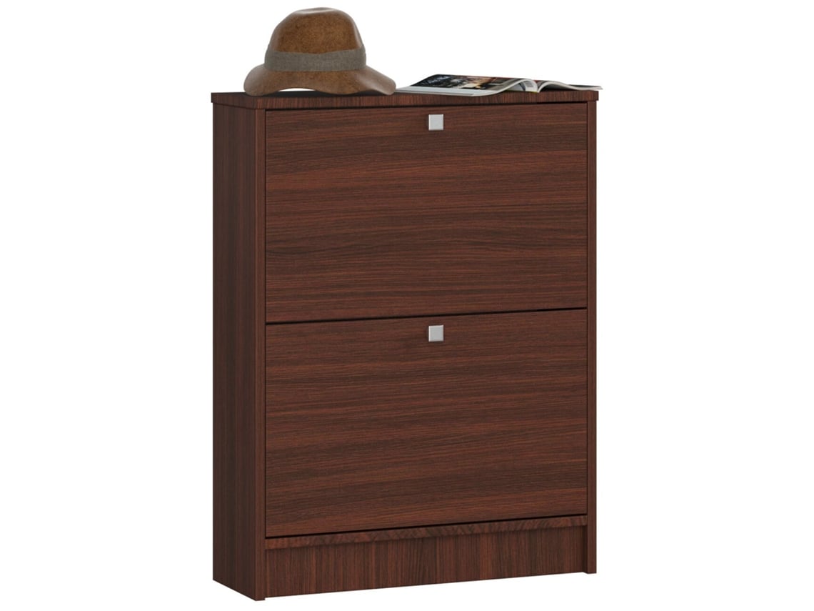 Zapatero Con 2 Compartimentos Akord Wenge 60 Cm 2 Puertas Basculantes Frente En Color Wenge 60x20x80 Cm