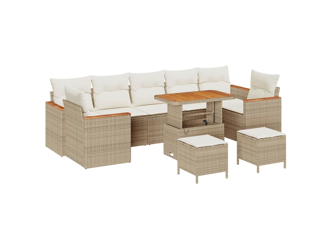 Maison Exclusive - Conjunto De Sofá De Jardín Con Cojín 10 Pcs Beige Poliratán