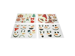 Baok - 4 pegatinas decorativas luminosas DIY de Papá Noel, muñeco de nieve y elfo para pared, puerta, refrigerador y tazas de Navidad.