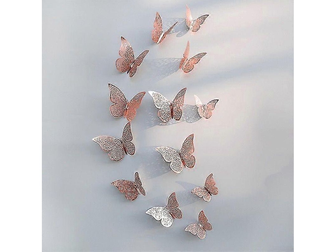24 Pegatinas De Pared De Mariposas 3d En 3 Tamaños Para Decoración De Dormitorios, Fiestas Y Bodas.