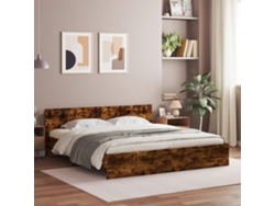 Estructura De Cama Con Cabecero Roble Ahumado 180x200 Cm