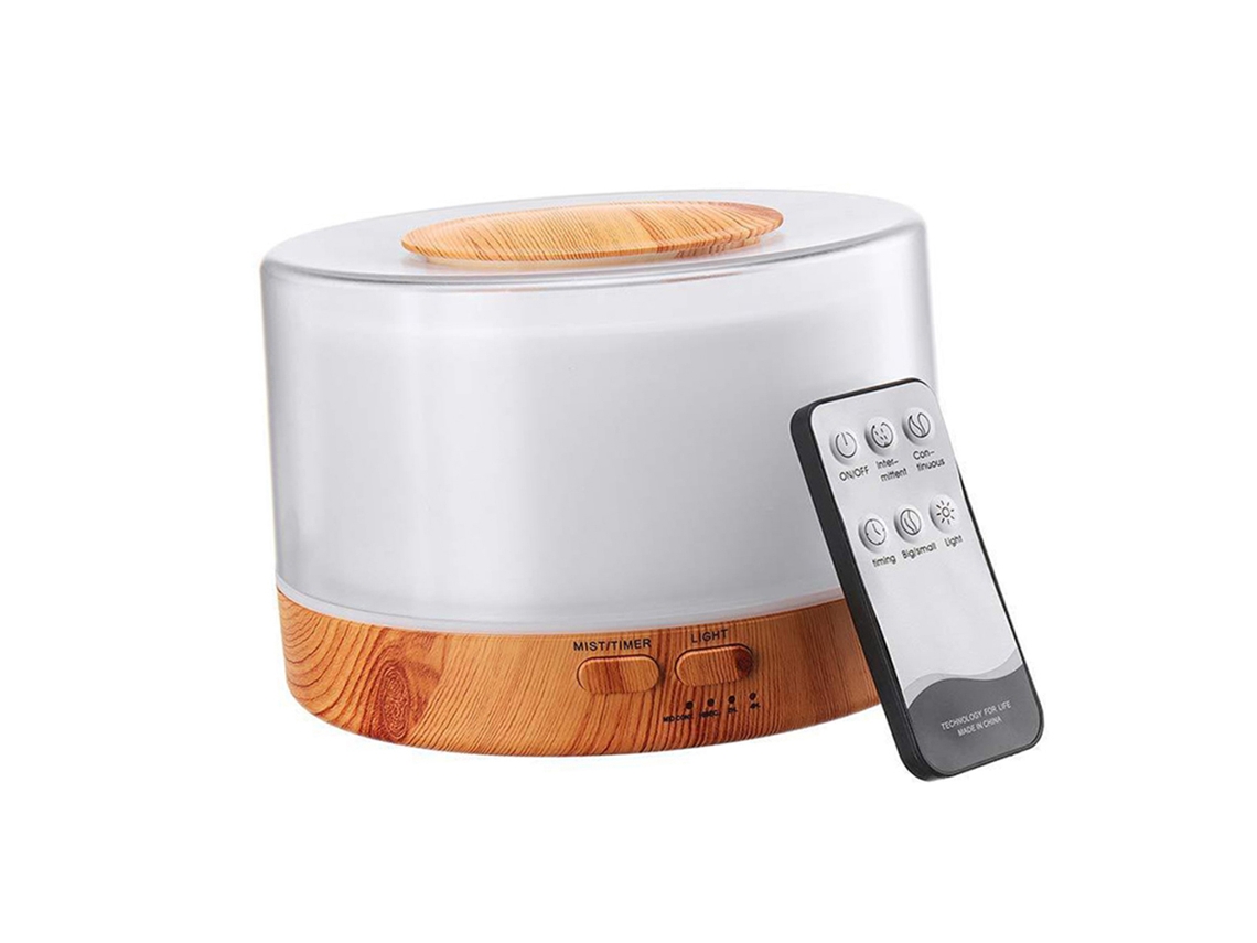 Difusor Ultrasónico De Aceites Esenciales De 500 Ml Con Luz Led, Control Remoto, Modos De Vaporización Y Temporizador.