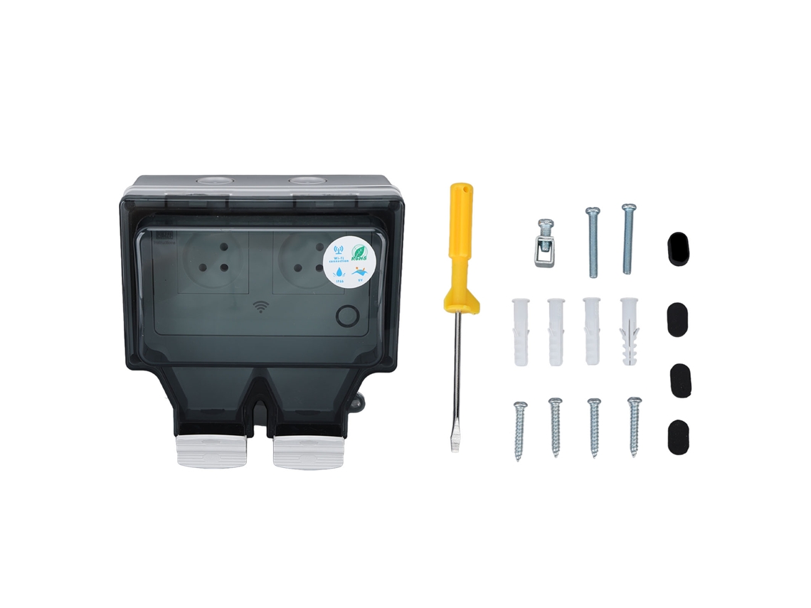 Conexión impermeable Primerox Wifi IP66 de 16 A y 110-250 V para uso en exteriores.
