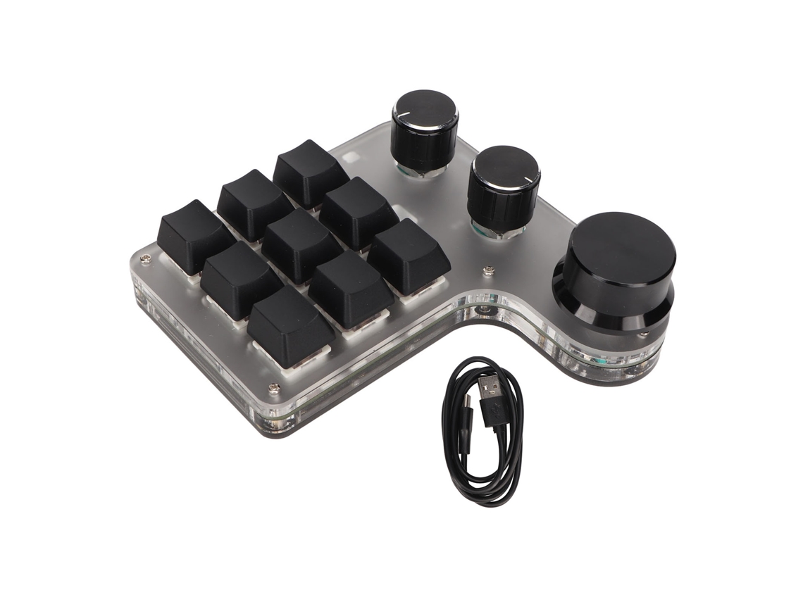 Mini Teclado Personalizable Con 9 Teclas Y 3 Botones, Rgb Programable, Para Juegos Y Accesos Directos De Software, Color Negro.