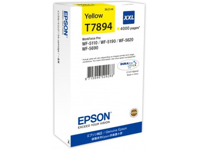 Cartucho de tinta original EPSON T789 34,2 ml , Amarillo, Alta, XXL, C13T789440