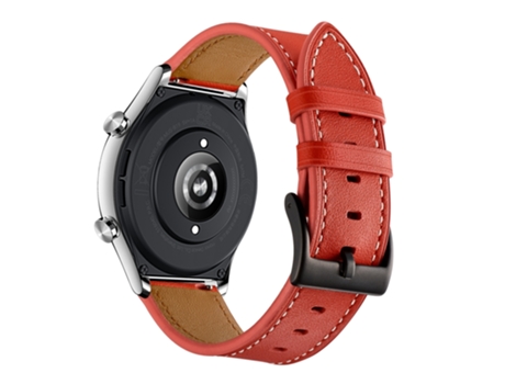 Correa de reloj inteligente para Honor Watch GS 3, correa de reloj con hilo de costura de cuero de vaca de 22mm (rojo)
