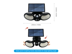 2026-luz Solar Pared Con Sensor Pir 3 Modos De Iluminación 2 Cabezas Plegables Ángulo 360° Resistente Al Agua Ip65 Para Exterior Jardín Patio Garaje