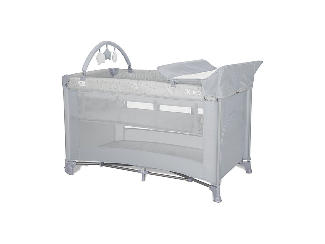 Cuna de viaje Lorelli Torino Plus gris con cambiador (2 niveles)