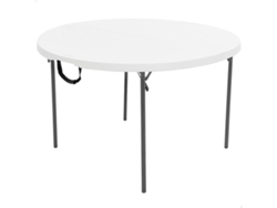 Mesa de Camping LIFETIME Redondo Plegable Blanco (120x74cm)