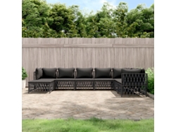 Conjunto de muebles de jardín con cojines en acero antracita, Dkd Home Decor