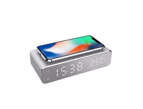 Reloj despertador eléctrico de 5W, termómetro Digital antideslizante, reloj de carga inalámbrico multifuncional para reuniones en salas de viaje ZM...