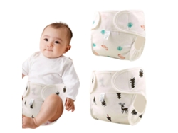 2 pañales de algodón para bebé, lavables, con funda impermeable, ropa de bebé para niños y niñas, pañales de bolsillo.