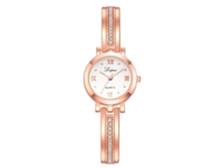 Reloj De Pulsera Para Mujer Lvpai Con Números Romanos, Diamantes De Imitación, Cuarzo, Oro Rosa Y Blanco.
