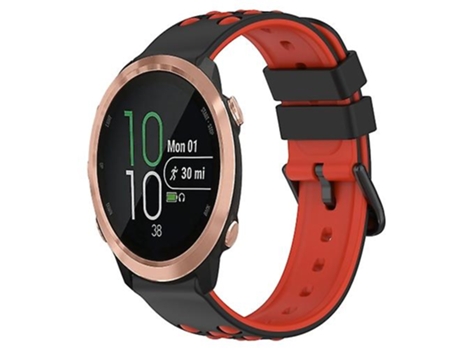Correa De Reloj Inteligente Para Garmin Forerunner 645 Music, Correa De Reloj De Silicona Porosa Bicolor De 20Mm, Negro-Rojo VENISYMLIS