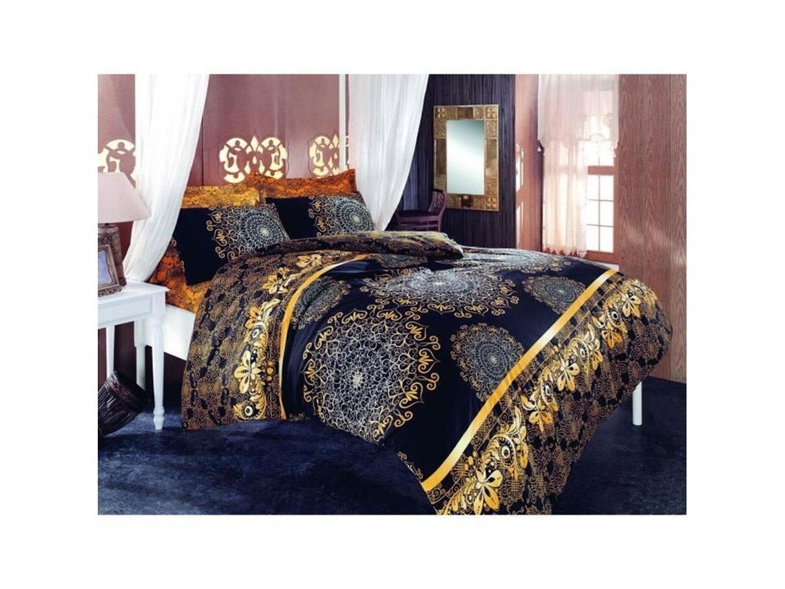 Juego De Cama - Funda Nórdica 220 X 240 + 2 Fundas De Almohada 60 X 60, Algodón Reforzado - Negro
