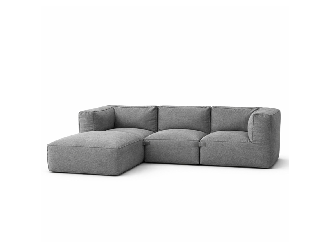 Conjunto de jardín modular Praiano para 4 personas, color gris, en tejido hidrófugo.