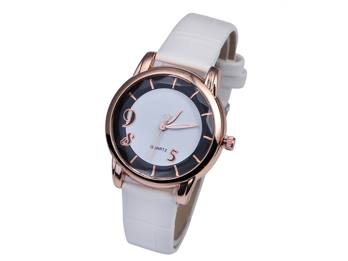 Reloj De Pulsera Para Mujer Zhoulianfa Zlf0280, De Cuero Sintético Pu Sencillo, De Cuarzo, Blanco.