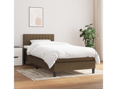 Cama con somier VIDAXL (Marrón - Tela - 203 x 90 x 88 cm)