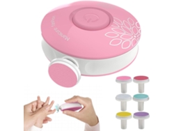 Lima Uñas Eléctrica Infantil Rosa Con 6 Cabezales Giratorios, Segura, Para Niños/adultos
