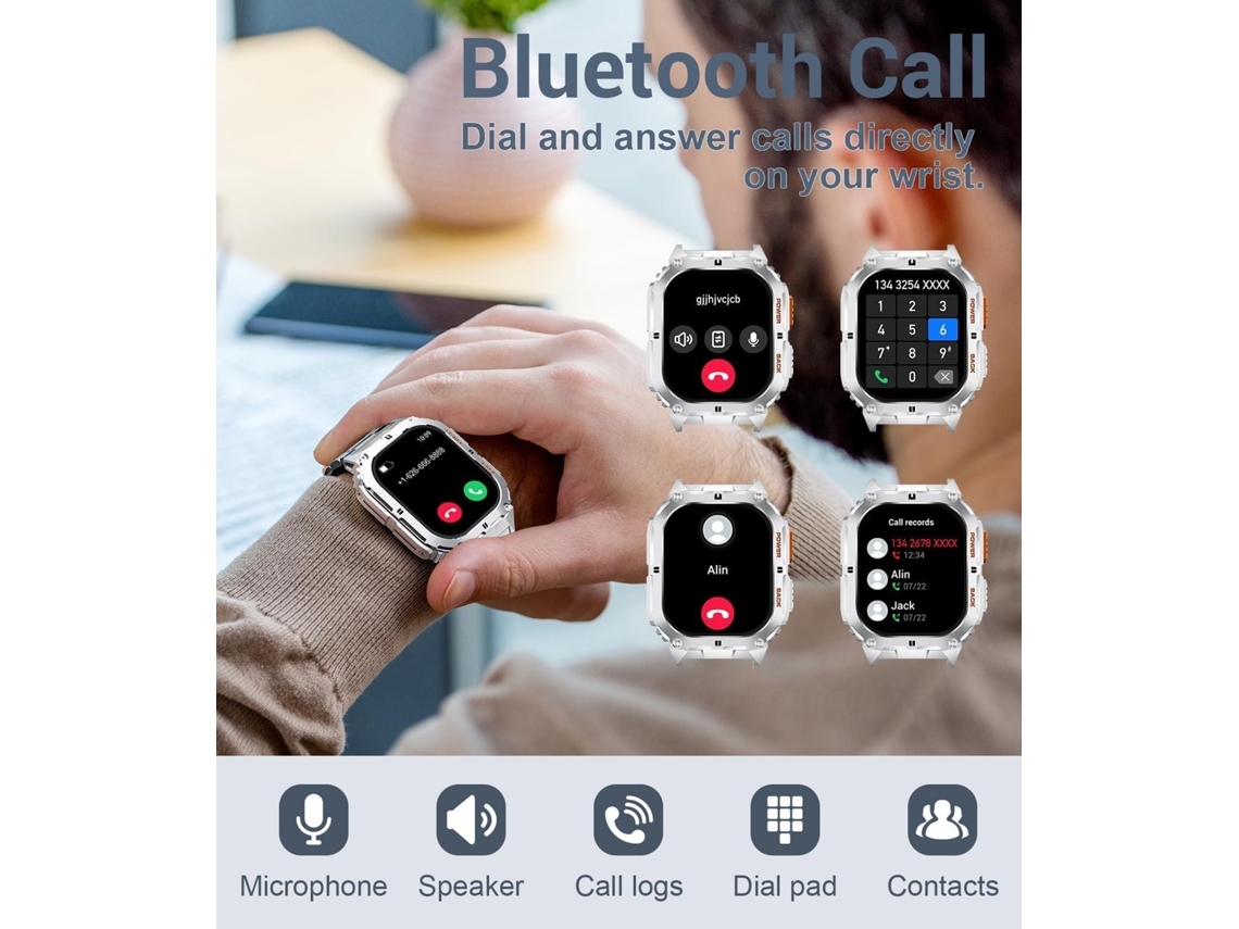 Reloj inteligente 1 96 pulgadas AMOLED Fitness Tracker puede responder llamadas más 100 modos ejercicio ritmo cardíaco/monitor de sueño YEMAESRE