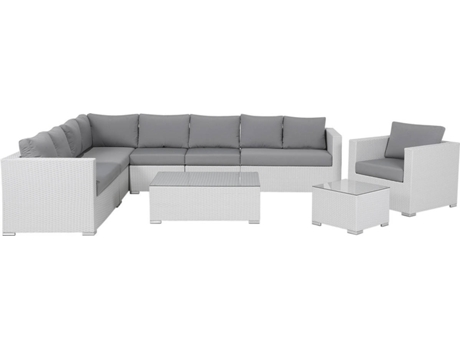 Conjunto de jardín modular de ratán blanco derecho BELIANI Xxl