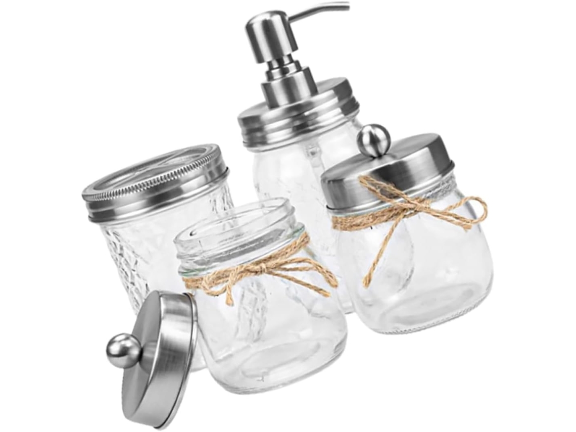Kit De Accesorios De Aseo De Vidrio Para Baño Con Vaso Individual Y Soporte Para Cepillo.