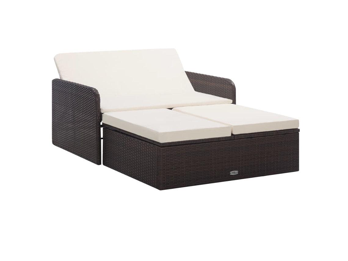 Conjunto de jardín de 2 piezas con cojines de mimbre marrón de DKD Home Decor