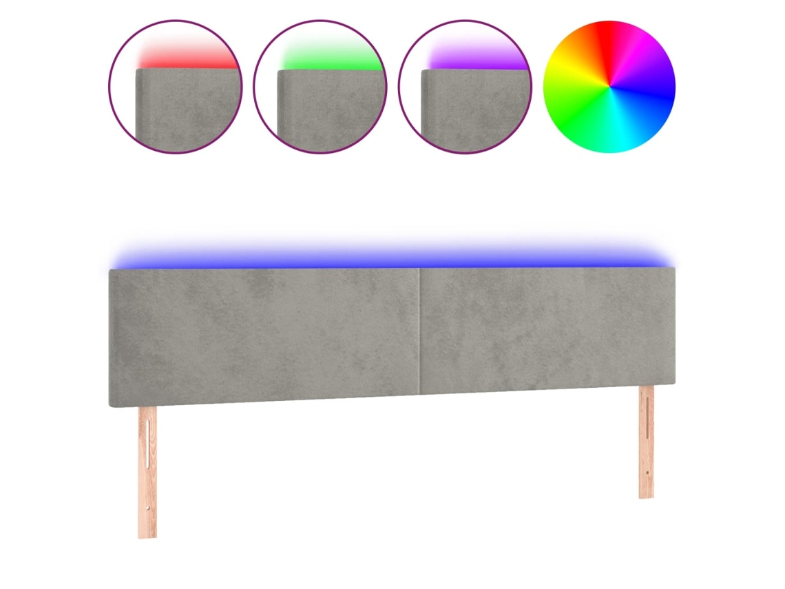 Maison Exclusive - Cabecero Con Led De Terciopelo Gris Claro 160x5x78/88 Cm