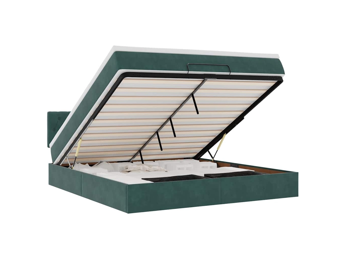 Estructura de cama otomana VIDAXL de terciopelo verde (160 x 200 cm)