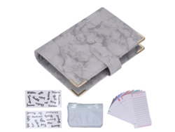 Carpeta De Presupuesto A6 De Piel Sintética Con 6 Perforaciones, 8 Bolsillos Con Cremallera Y 12 Hojas Para Presupuesto.