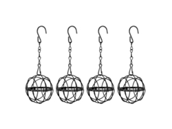 4 comederos de bolas para pájaros, comederos de bolas de grasa colgantes de metal con gancho para jardín exterior.