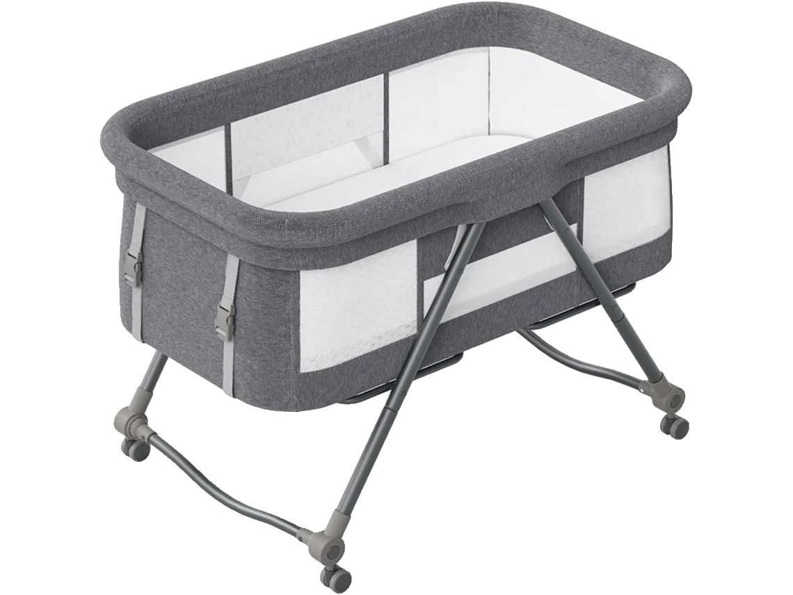 Cuna portátil ajustable, color gris básico OEM