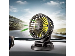 Ventilador de coche de un solo cabezal, 12 V-5 V/12 V/24 V, ajustable 360 grados, 2 velocidades, USB, tamaño mini, cinco aspas, Ve