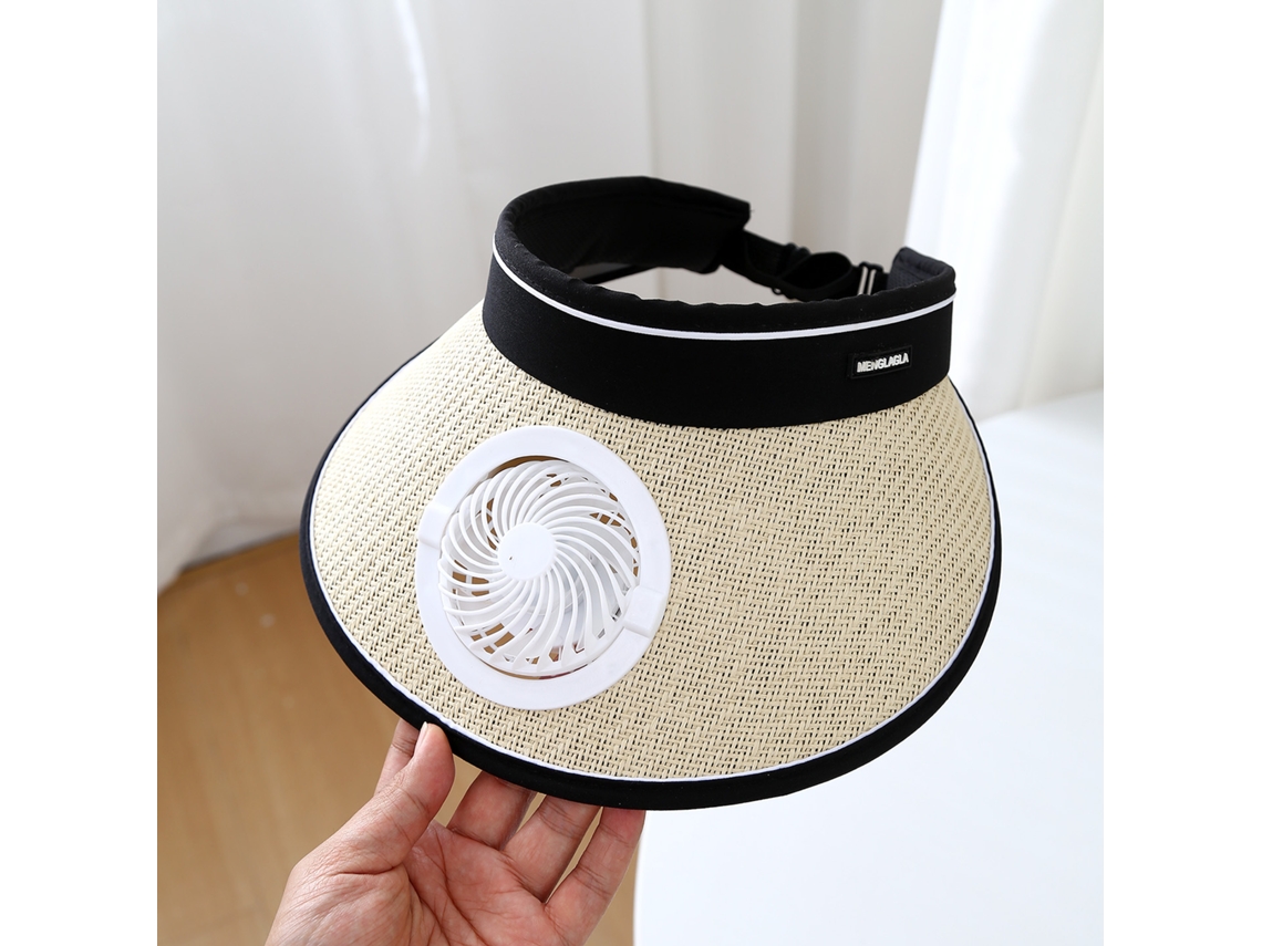 (beige) Sombrero De Sol De Larga Duración Con Ala Ancha, Carga Solar Y Potente Ventilador.