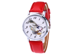 Reloj De Pareja Casual De Cuarzo Con Correa De Pu Zhoulianfa Rojo