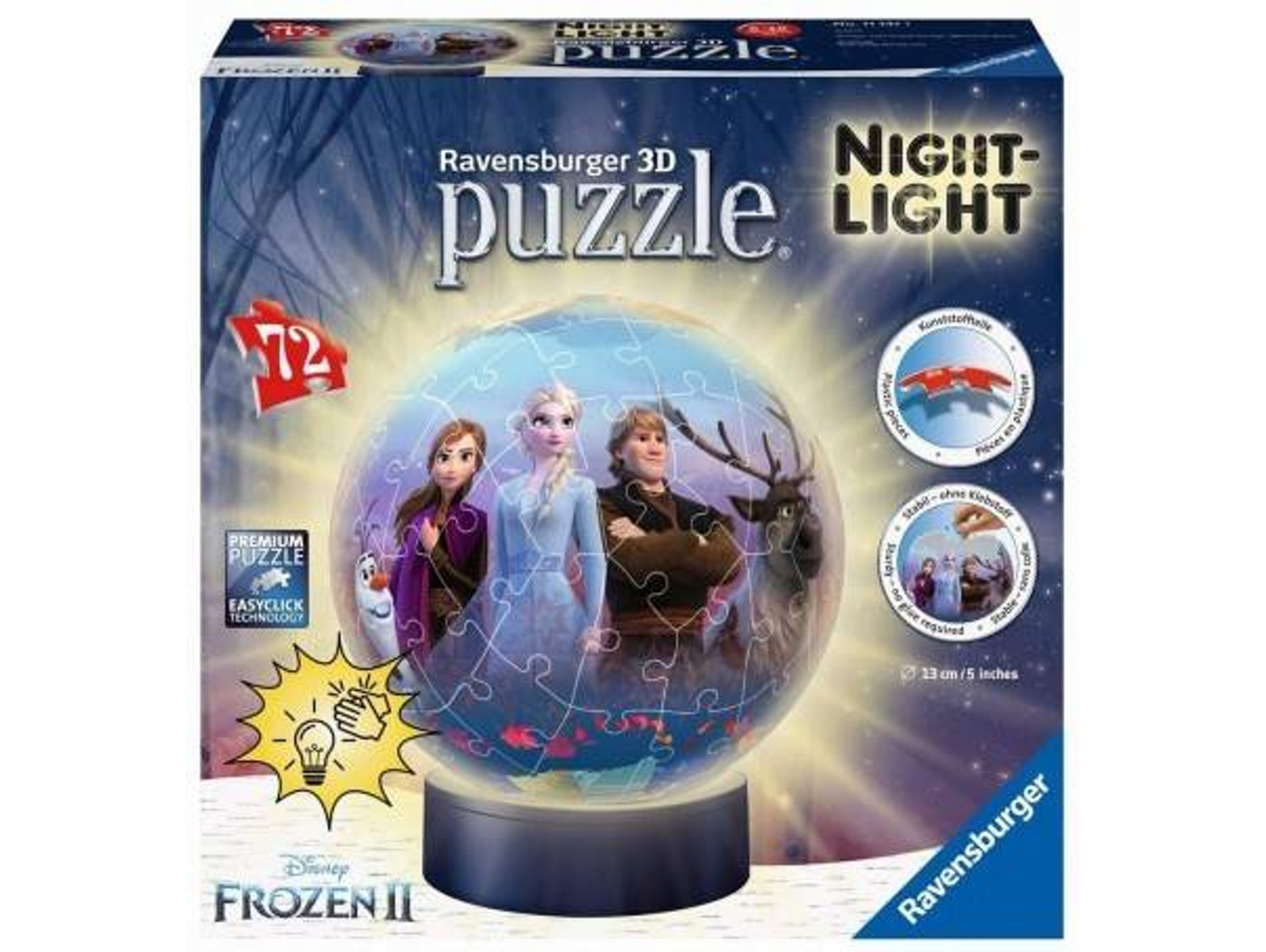 Puzzel RAVENSBURGUER 3D Puzzle Ball - Frozen 2 Night-Light (72 Piezas)