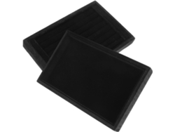 Soporte Exhibición Anillos Mdf Negro Bandeja Almacenamiento Joyas Ligera Elegante 2 Piezas Proteger Organizar