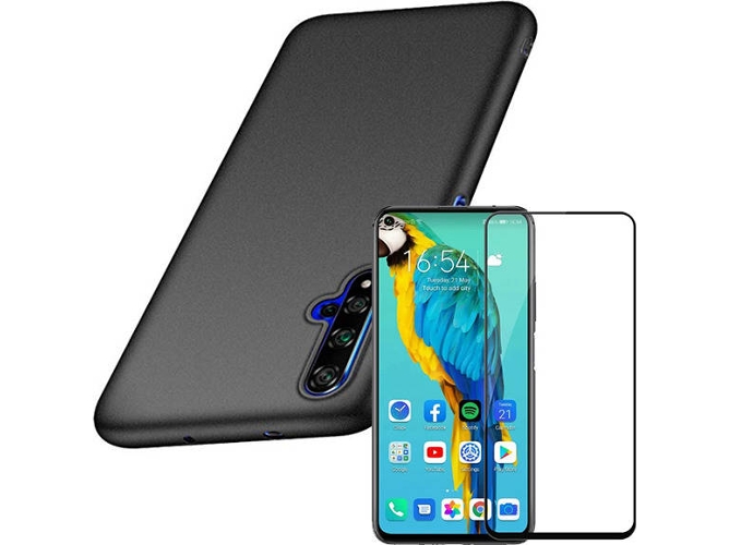 Kit Carcasa y Protector de Cristal 5D Honor 20 SlimShield Negro